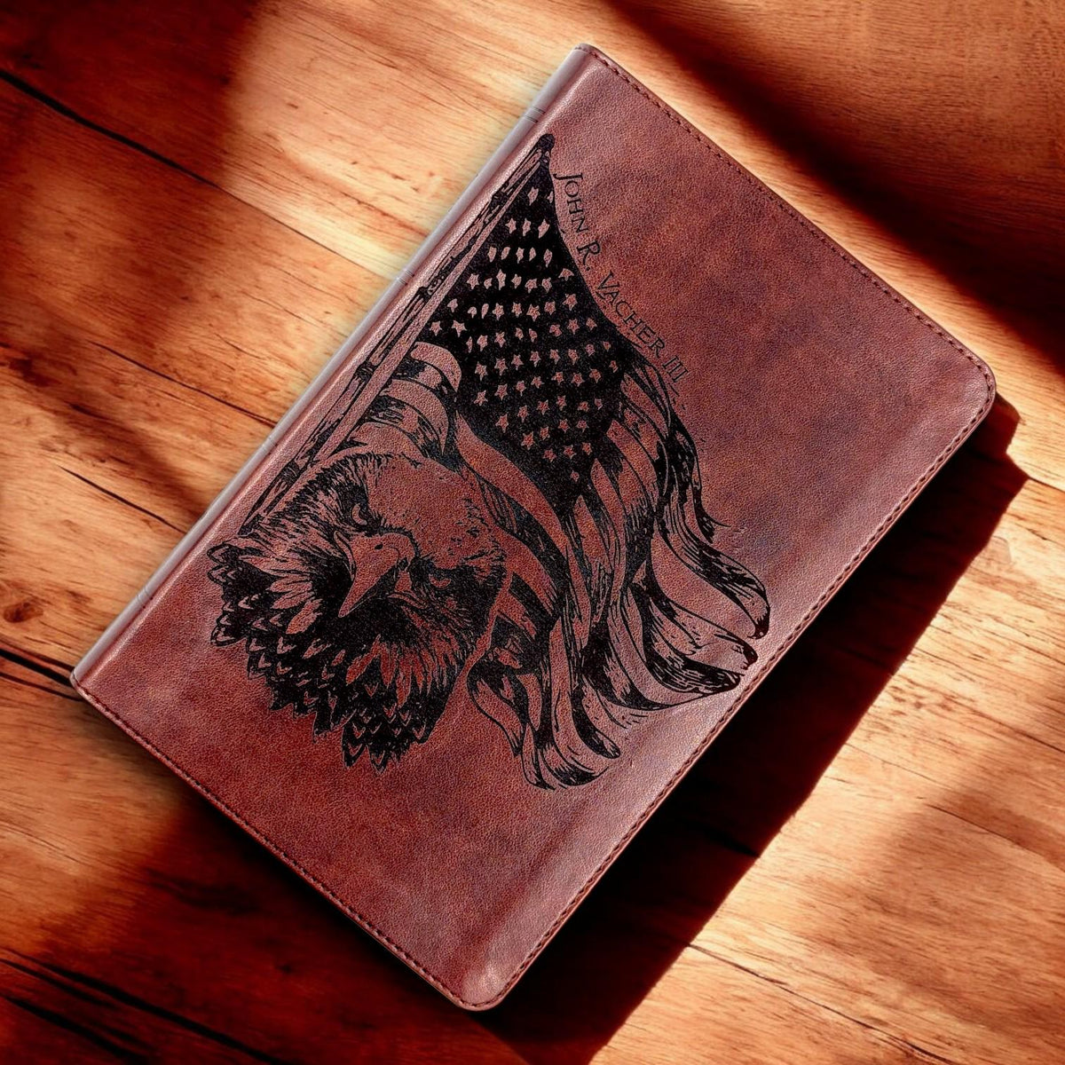Personalized ESV Bible Large Print: Engraved American Flag and Eagle