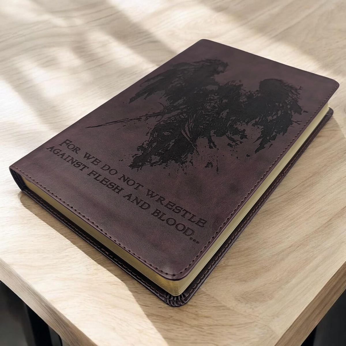 Personalized ESV Thinline Bible Large Print: Engraved Michael the Archangel, Mahogany Cover