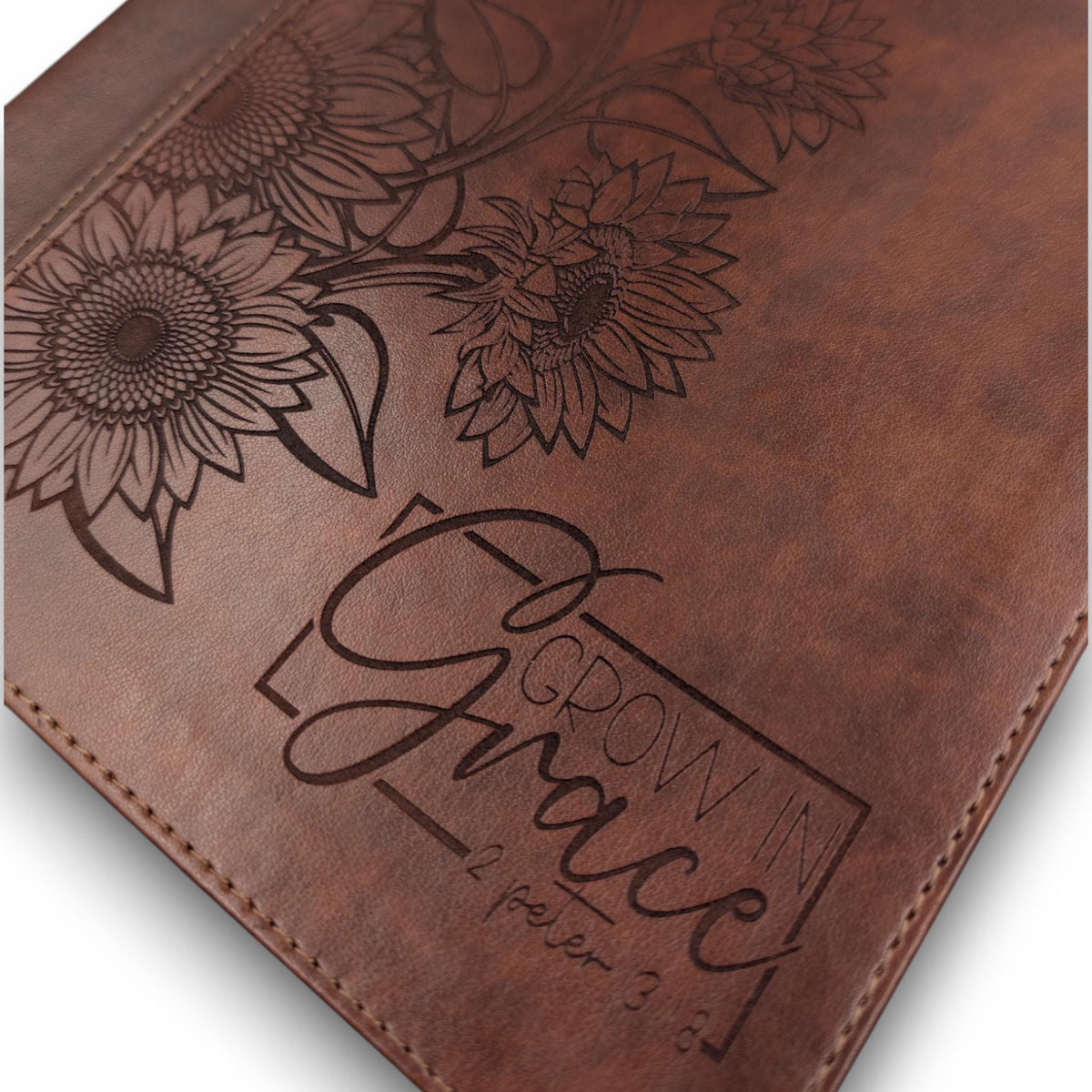 Personalized ESV Journal Study Bible: Engraved Sunflower and Grow in Grace, Lined Wide Margins