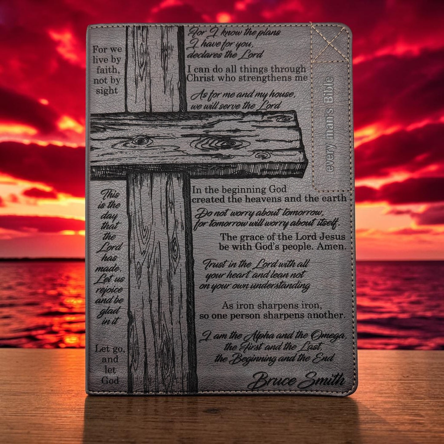Personalized Every Man's NLT Bible (Brown): Cross and Verses