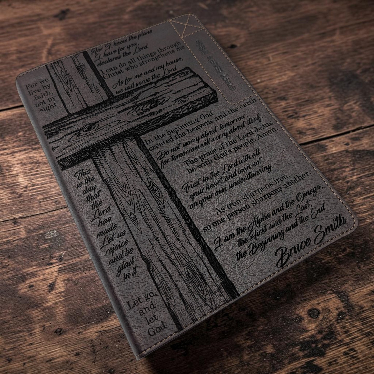 Personalized Every Man's NLT Bible (Brown): Cross and Verses