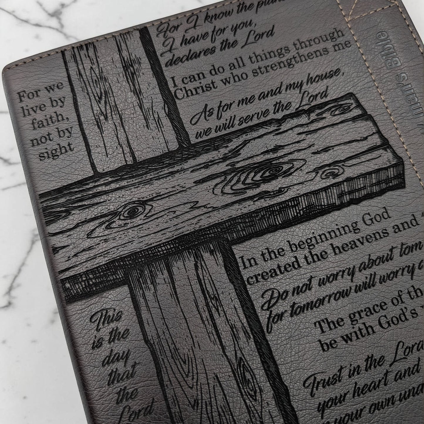 Personalized Every Man's NLT Bible (Brown): Cross and Verses