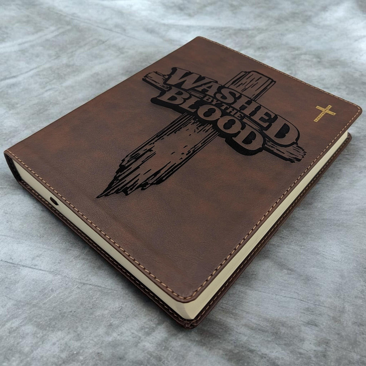 Personalized NIV Journal Bible: Engraved Washed By The Blood Cross Design, Lined Wide Margins