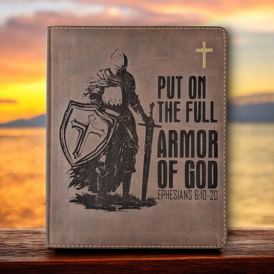 Personalized NIV Journal Bible: Engraved Armor of God, Lined Wide Margins