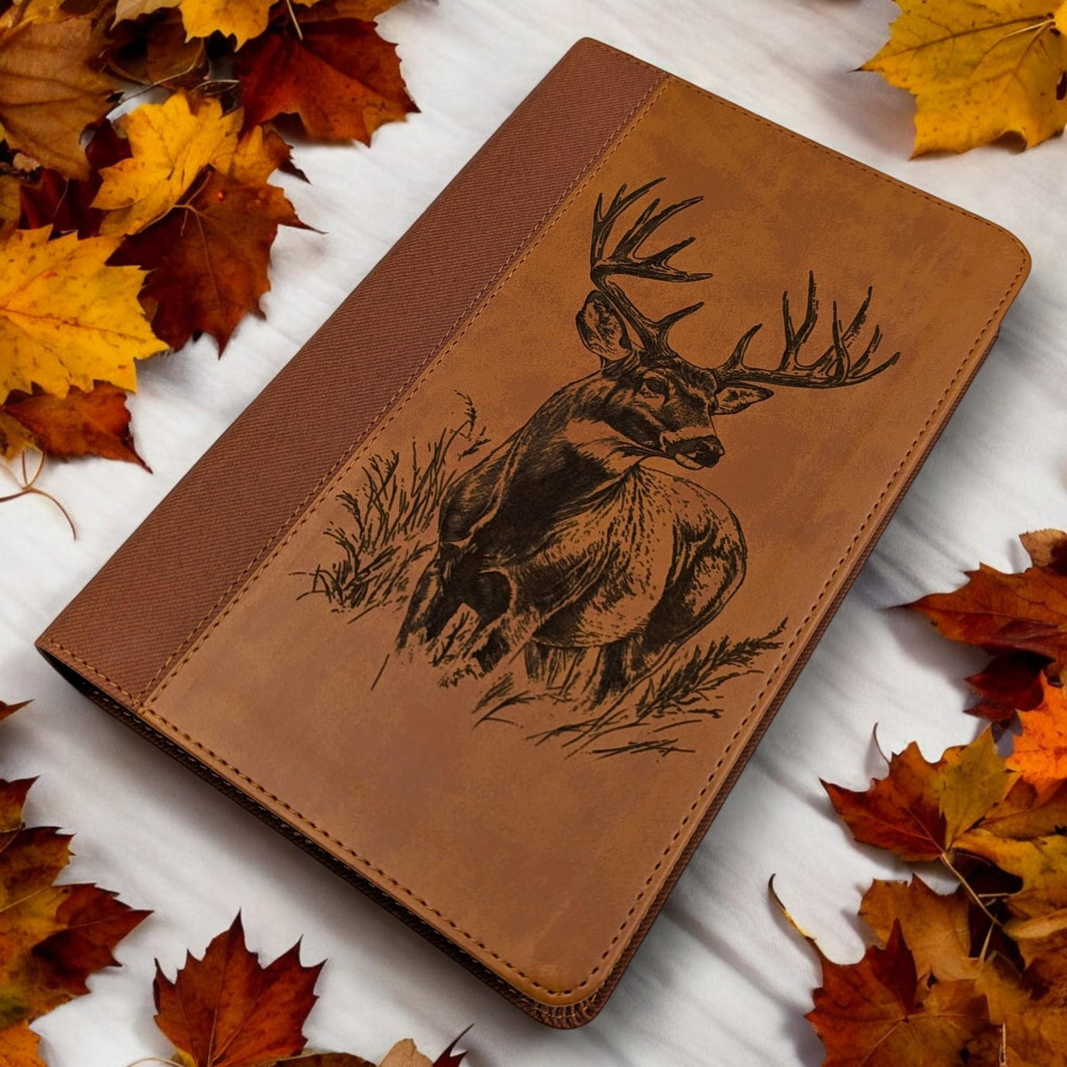 Personalized NIV Bible Large Print: Engraved Buck Deer, Brown Leatherlike