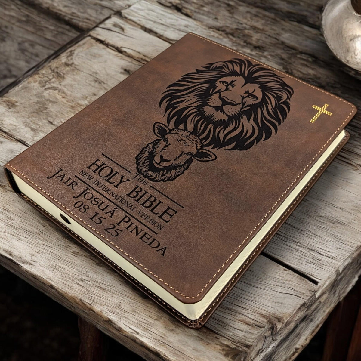 Personalized NIV Journal Bible: Lion and Lamb Engraving, Lined Wide Margins
