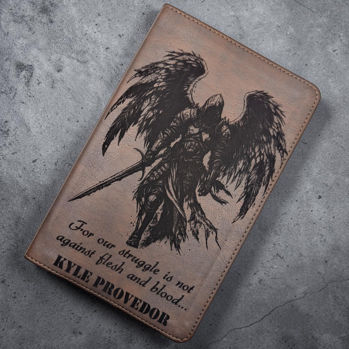 Personalized NLT Thinline Reference Bible: Engraved Michael the Archangel, Rustic Brown Leatherlike