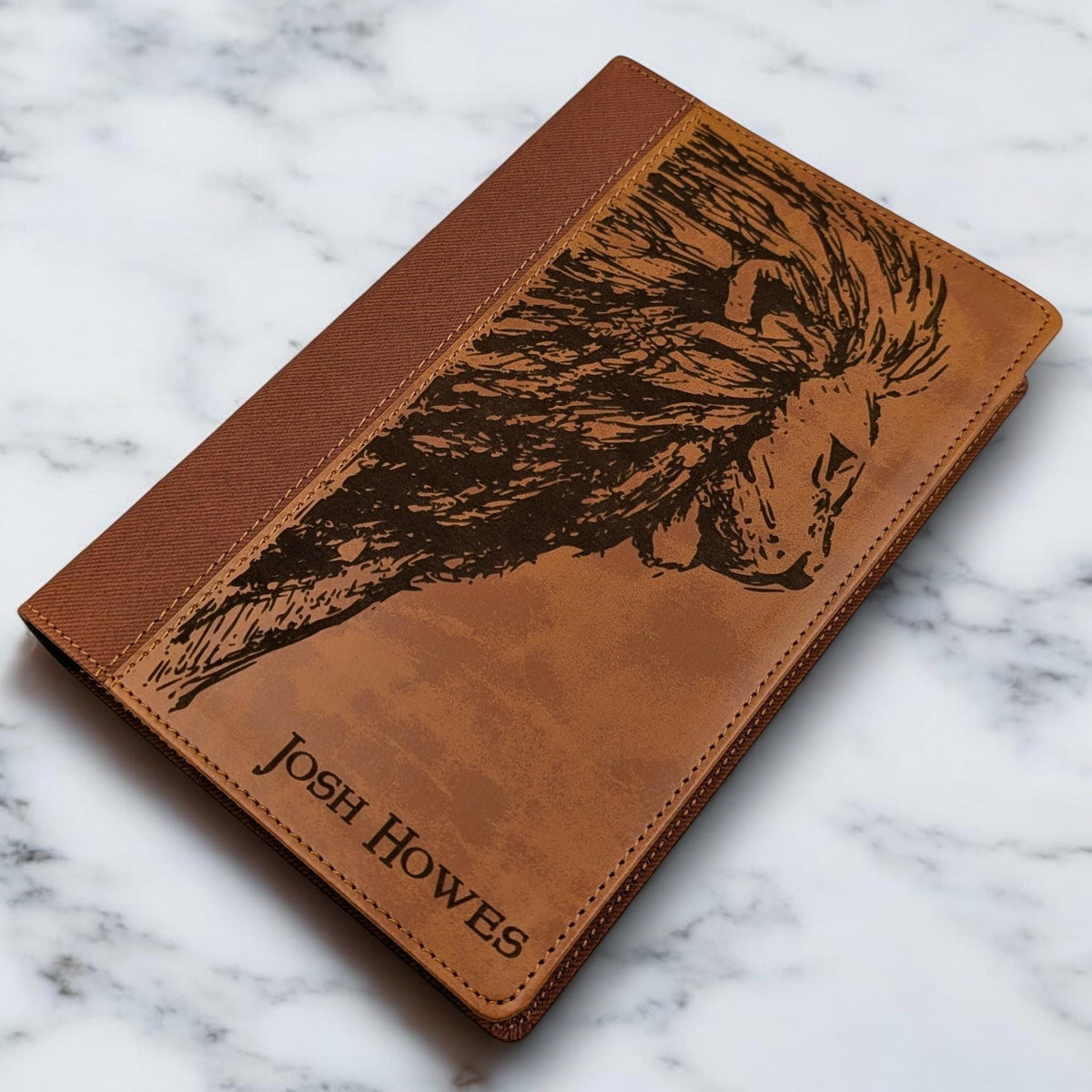 Personalized NIV Bible Large Print: Engraved Lion, Brown Leatherlike