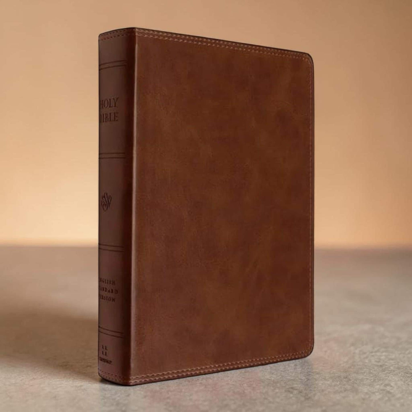 Personalized ESV Bible Giant Print (Brown): Rose Engraving Psalm 46 5, Gift for Her