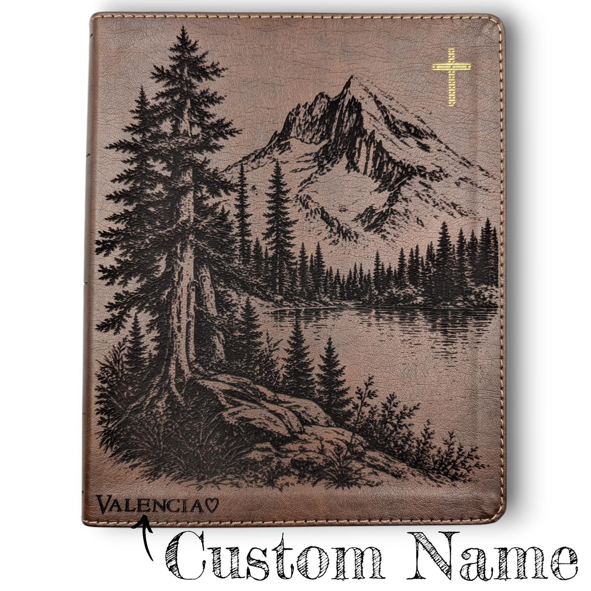 Personalized NIV Journal Bible: Engraved Nature Mountain Scene, Lined Wide Margins
