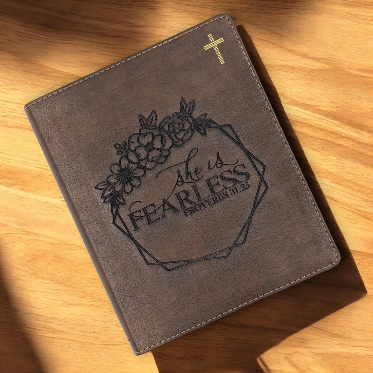 Personalized NIV Journal Bible for Women: She is Fearless Floral Engraved, Lined Wide Margins