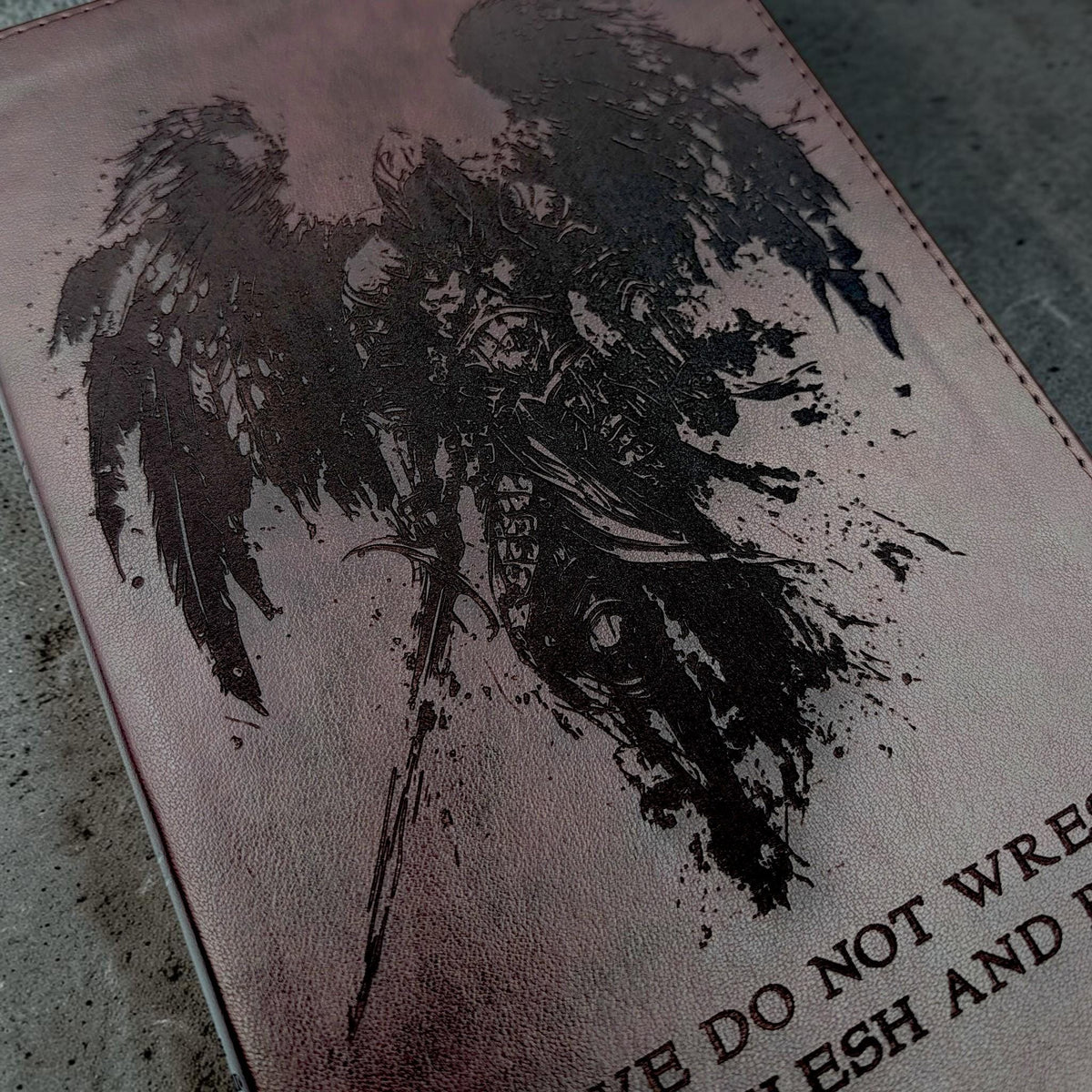 Personalized ESV Thinline Bible Large Print: Engraved Michael the Archangel, Mahogany Cover