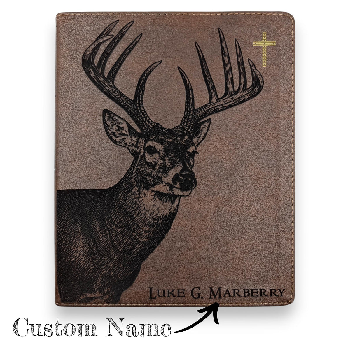 Personalized NIV Journal Bible: Engraved Buck, Custom Name, Lined Wide Margins