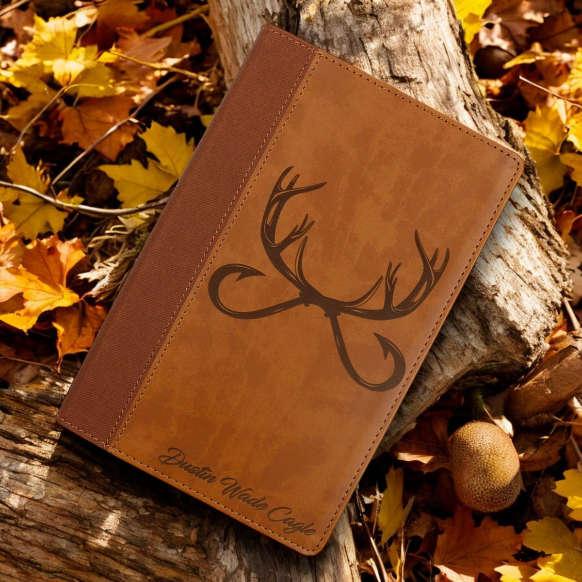 Personalized NIV Bible Large Print: Engraved Deer Antlers, Brown Leatherlike