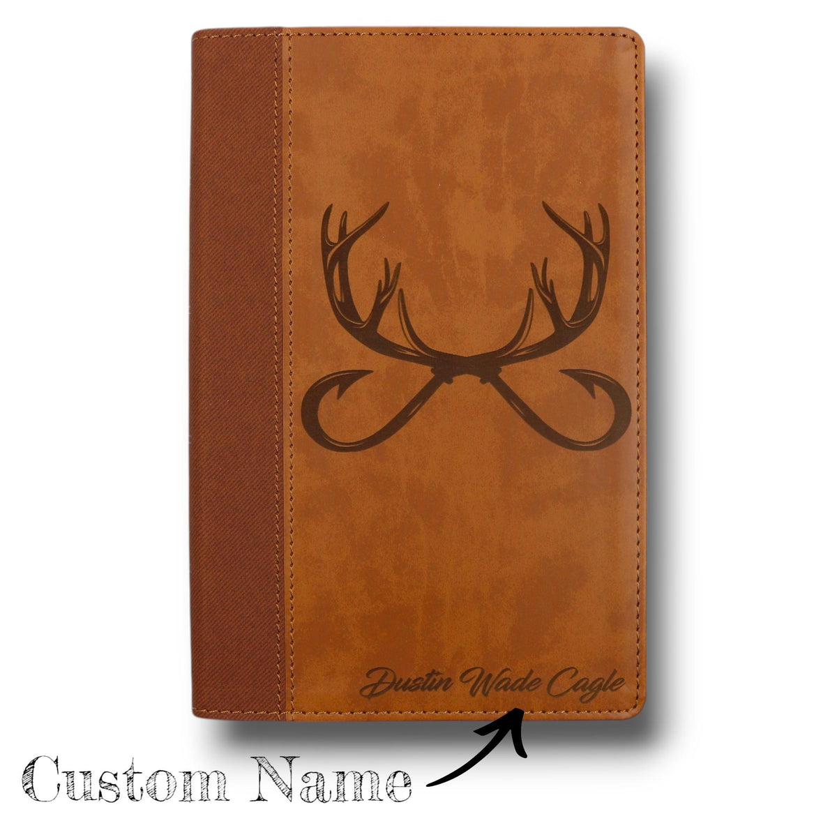 Personalized NIV Bible Large Print: Engraved Deer Antlers, Brown Leatherlike