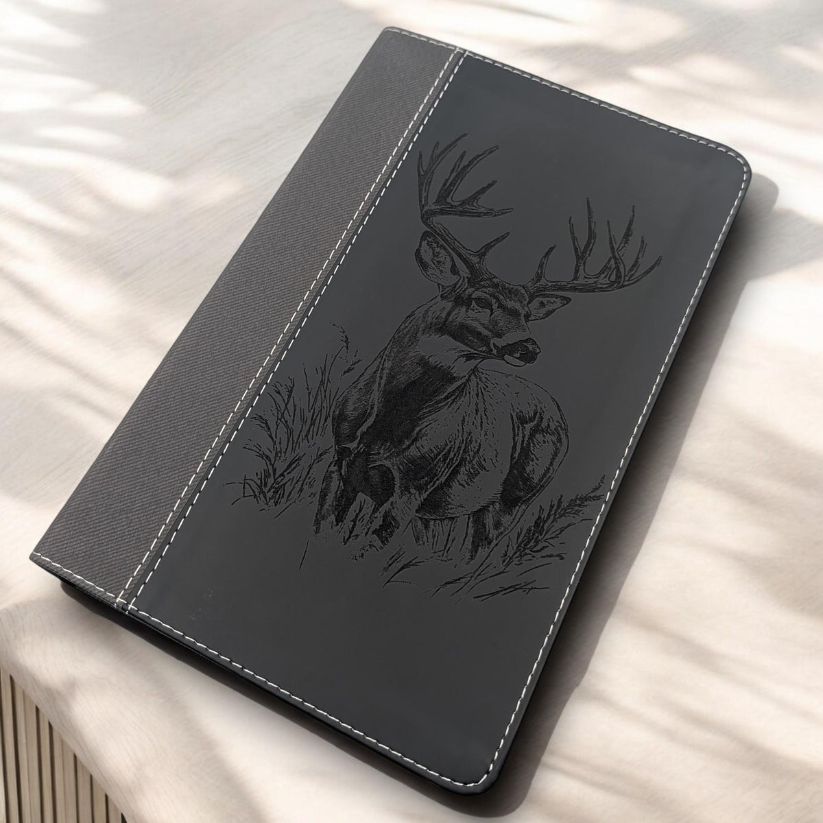 Personalized NIV Bible Large Print: Engraved Buck Deer, Black Leatherlike