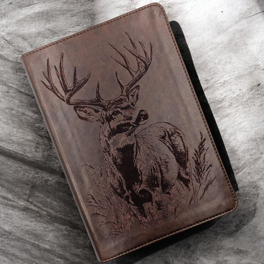 Personalized ESV Study Bible: Engraved Buck Deer Design, Brown Leatherlike, Personal Size
