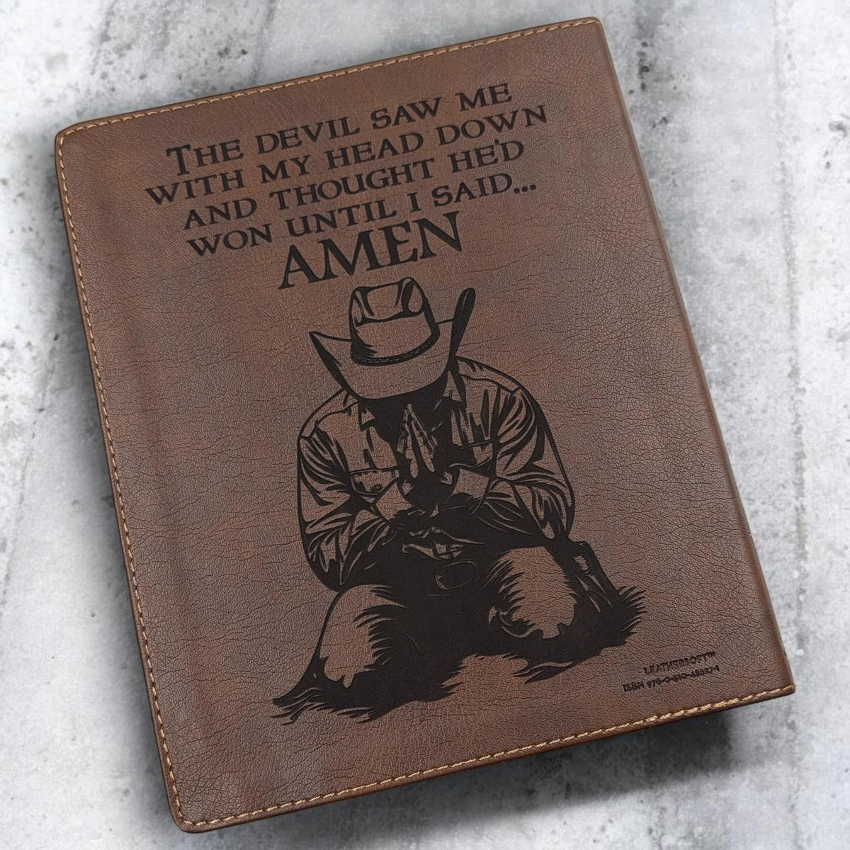 Personalized NIV Journal Bible: Engraved Rodeo Bull and Kneeling Cowboy, Lined Wide Margins