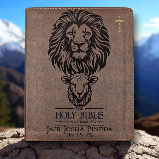 Personalized NIV Journal Bible: Lion and Lamb Engraving, Lined Wide Margins