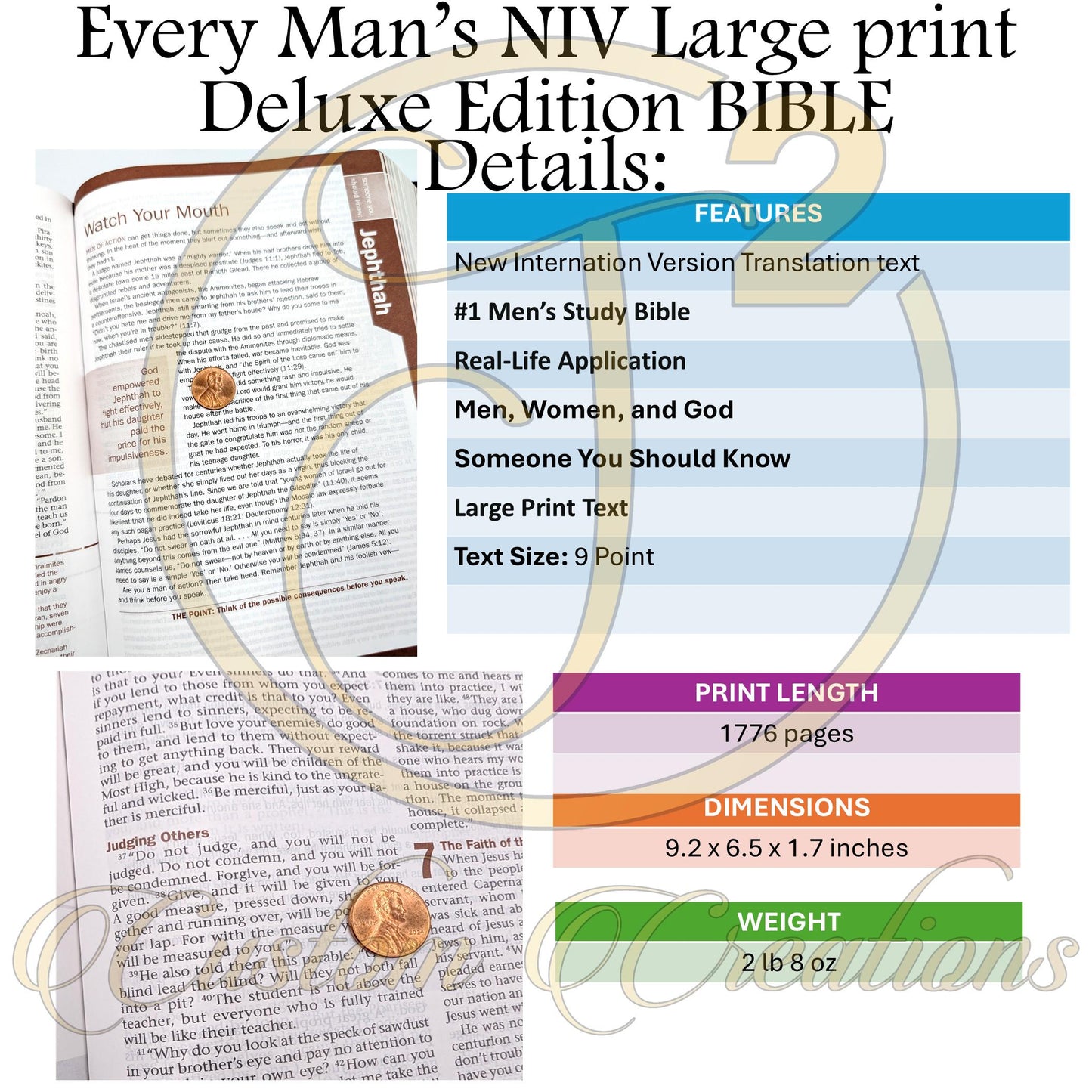 Personalized Every Man's Large Print NIV Bible: Engraved Elk & Mountains, Brown Leatherlike