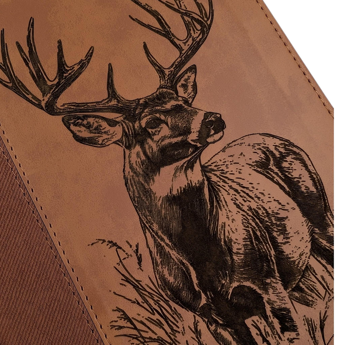 Personalized NIV Bible Large Print: Engraved Buck Deer, Brown Leatherlike