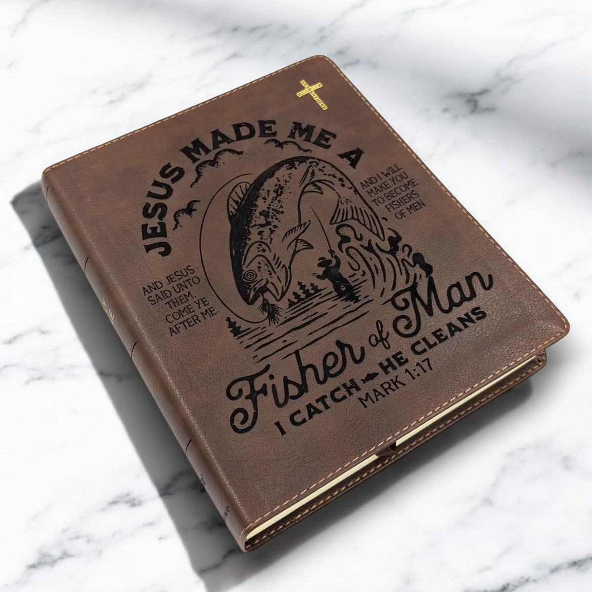 Personalized NIV Journal Bible: Engraved Fisher of Men, Lined Wide Margins