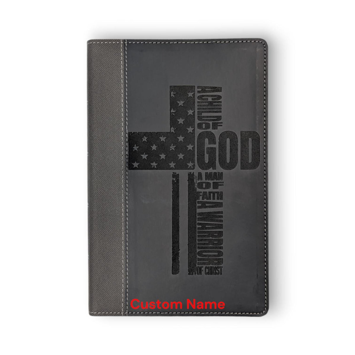 Personalized NIV Bible Large Print: Engraved Warrior of God Cross, Black Leatherlike, Thumb Index