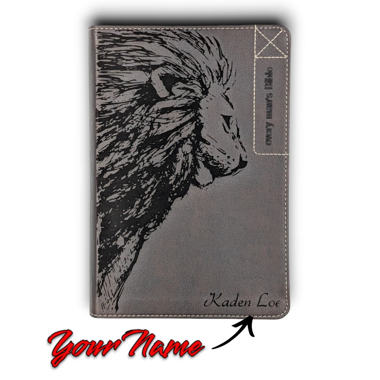 Personalized Every Man's NLT Bible: Engraved Lion & Crown of Thorns, Brown Deluxe Edition