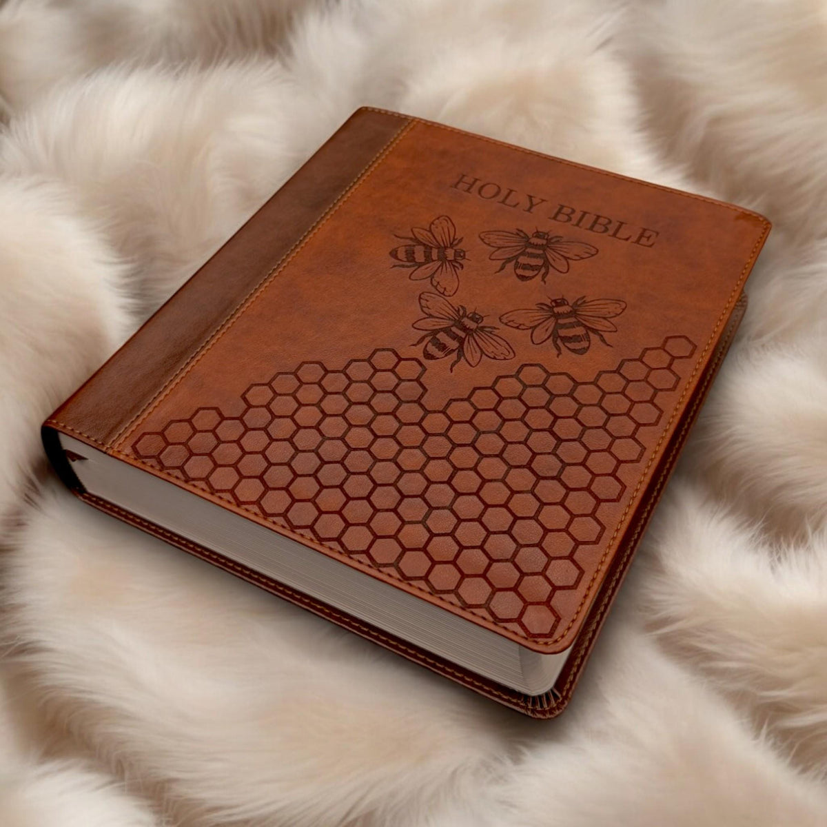 Personalized ESV Journal Study Bible: Engraved Bee and Honeycomb Design, Lined Wide Margins