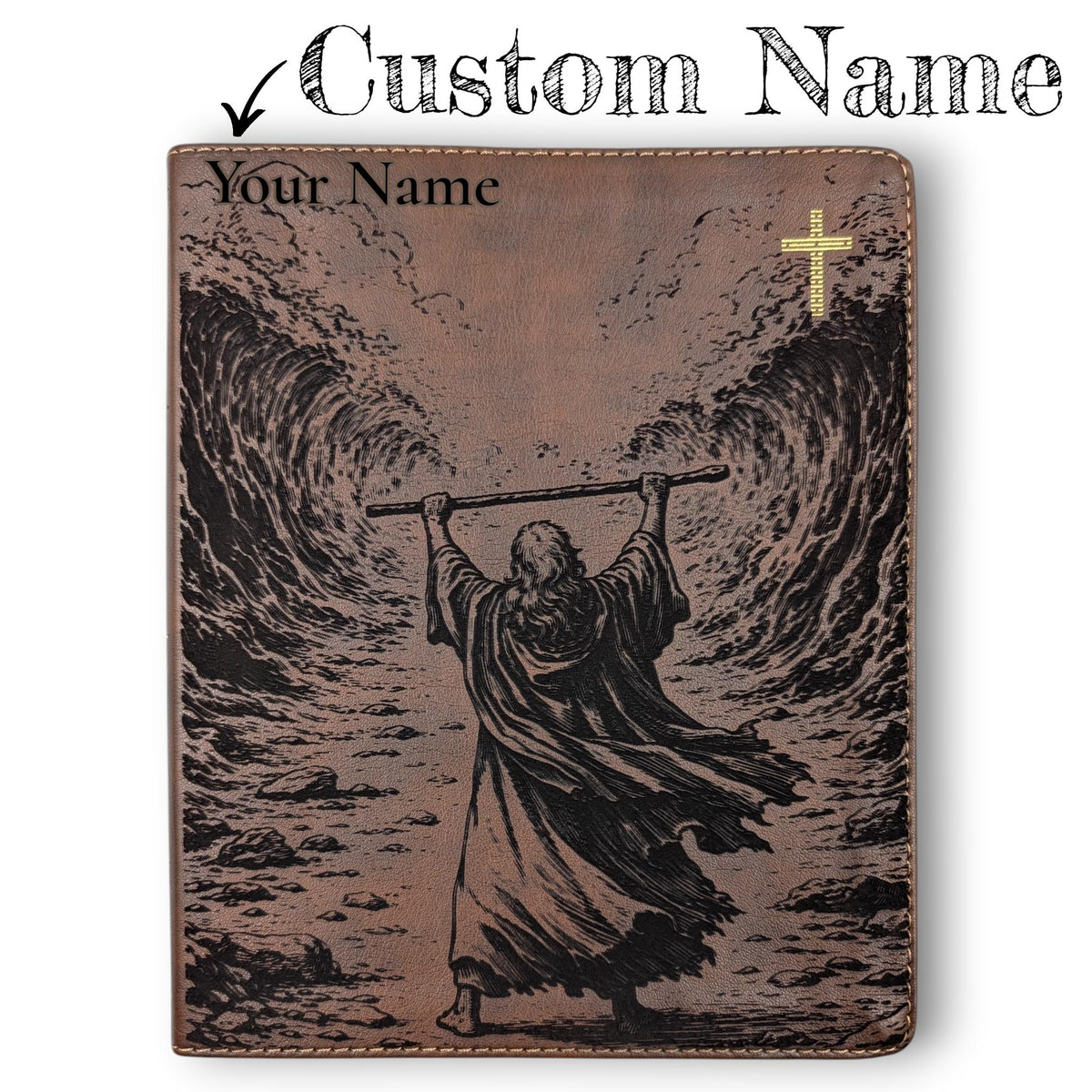 Personalized NIV Journal Bible: Engraved Moses & Parting of Red Sea, Lined Wide Margins