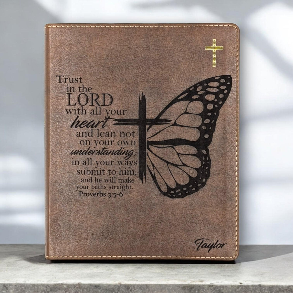 Personalized NIV Journal Bible for Women: Engraved Butterfly Design, Lined Wide Margins