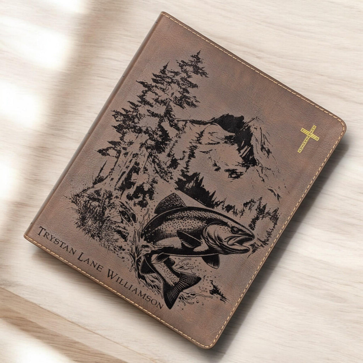 Personalized NIV Journal Bible: Engraved Fish and Nature Scene, Lined Wide Margins