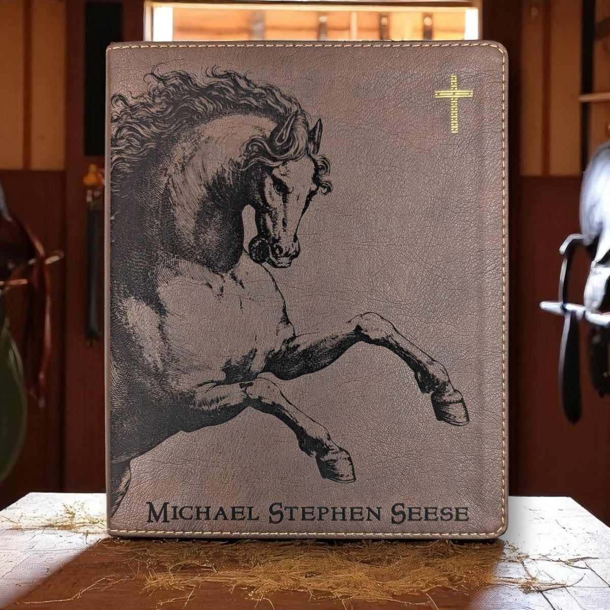 Personalized NIV Journal Bible: Engraved Horse & Verse Options on Back, Lined Wide Margins
