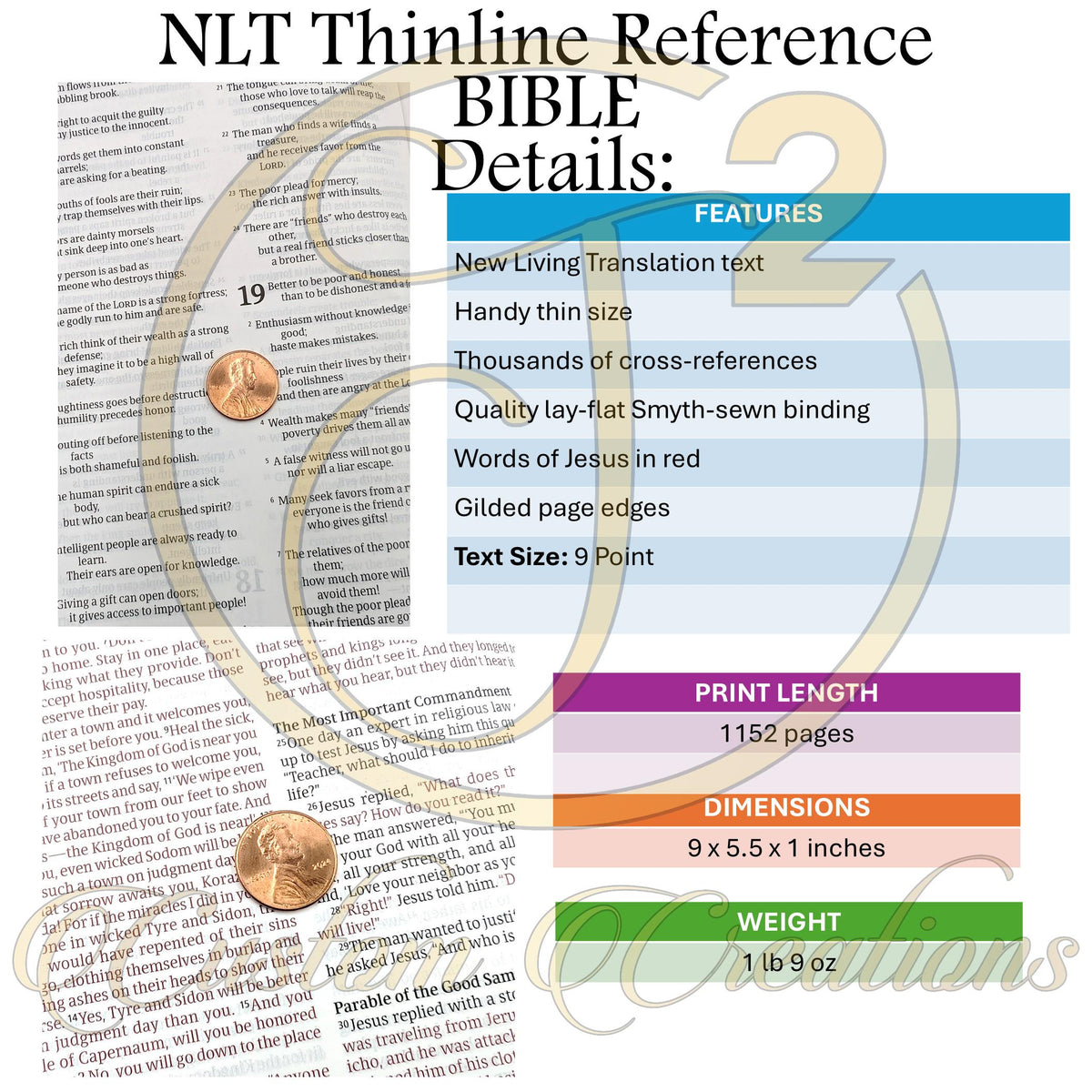Personalized NLT Thinline Reference Bible: Engraved Lion, Rustic Brown Leatherlike