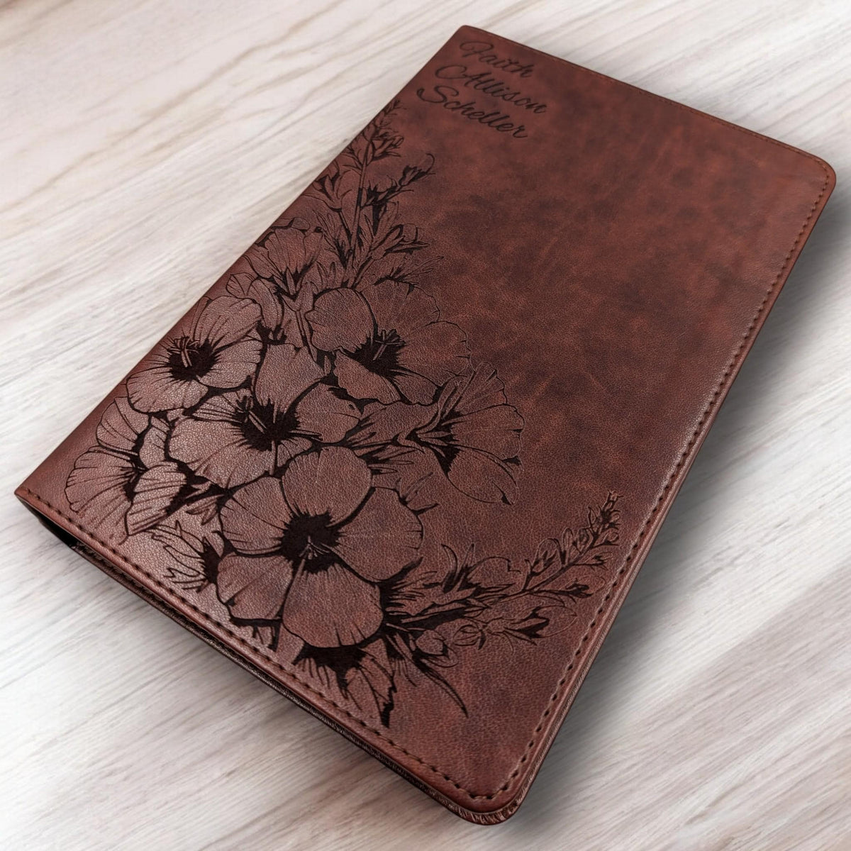 Personalized ESV Bible Large Print: Larkspur Flower Engraving