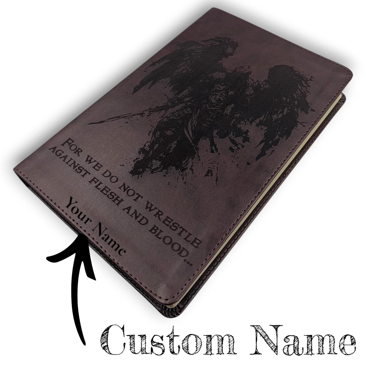 Personalized ESV Thinline Bible Large Print: Engraved Michael the Archangel, Mahogany Cover