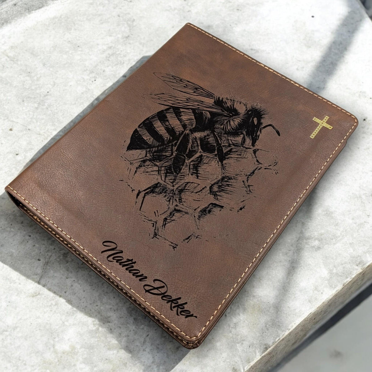 Personalized NIV Journal Bible: Engraved Bee and Honeycomb, Lined Wide Margins