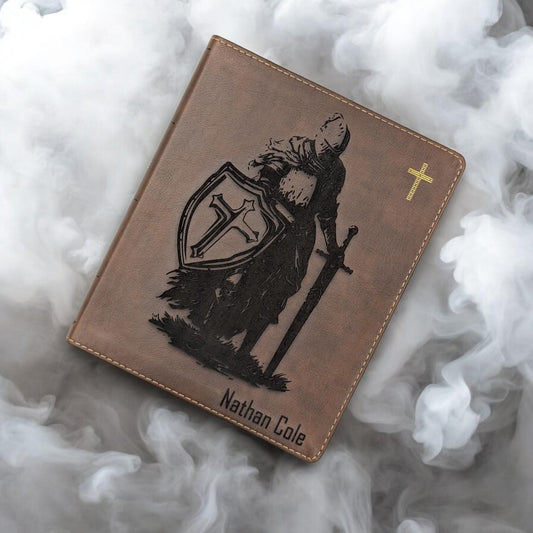 Personalized NIV Journal Bible: Engraved Armor of God Warrior, Lined Wide Margins