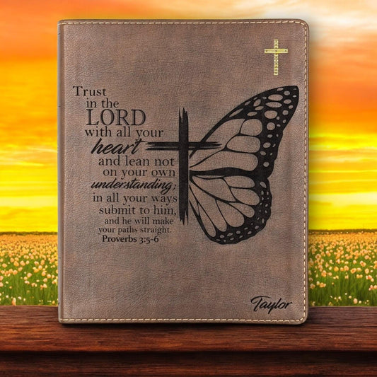 Personalized NIV Journal Bible for Women: Engraved Butterfly Design, Lined Wide Margins