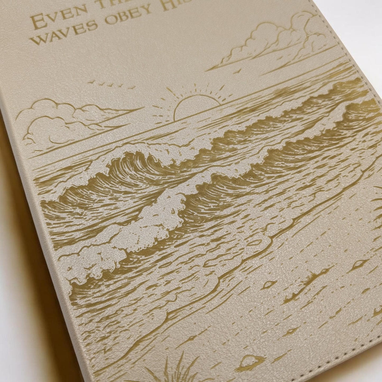 Personalized CSB She Reads Truth Bible: Engraved Ocean Design, Wide Margins, Champagne Leatherlike