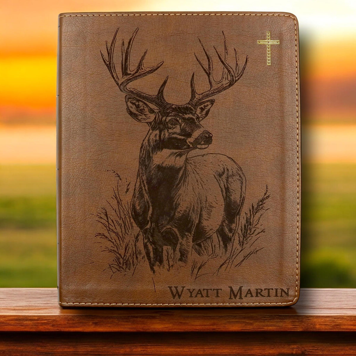 Personalized NIV Journal Bible: Engraved Buck Deer, Lined Wide Margins