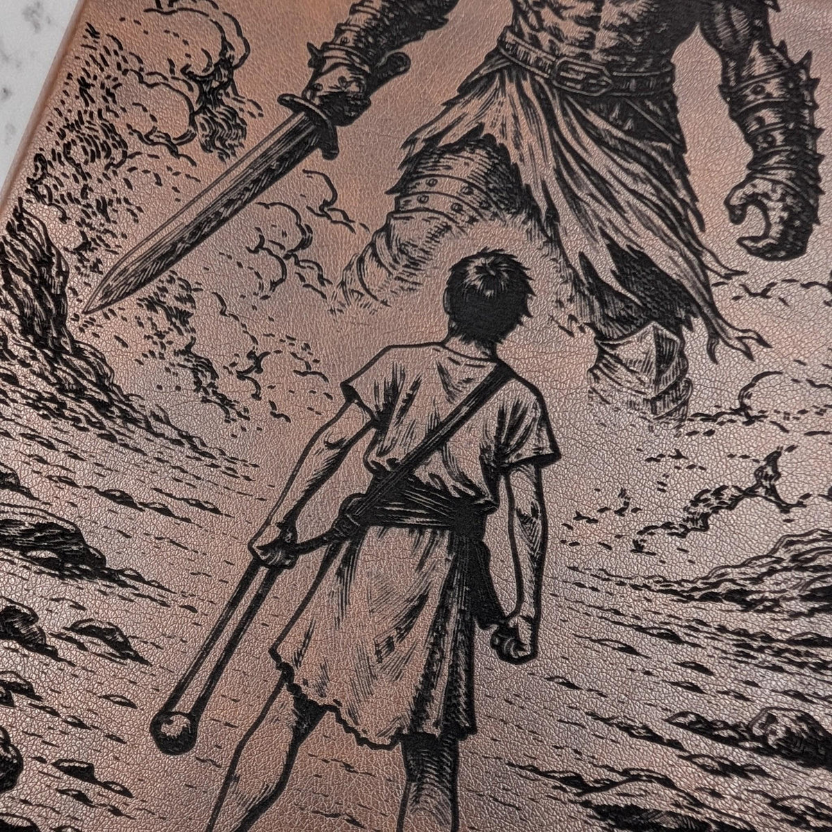 Personalized NIV Journal Bible: Engraved David and Goliath, Custom Name, Lined Wide Margins