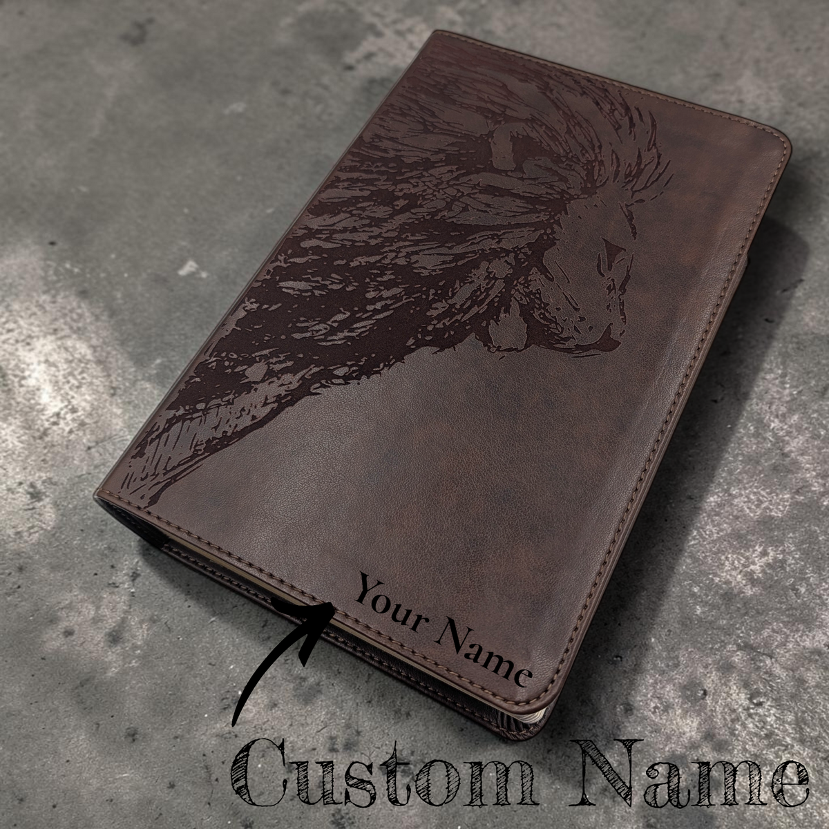 Personalized ESV Study Bible: Engraved Lion, Brown Leatherlike, Personal Size