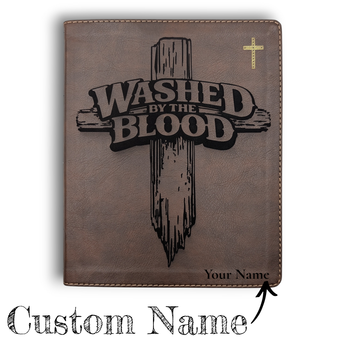 Personalized NIV Journal Bible: Engraved Washed By The Blood Cross Design, Lined Wide Margins